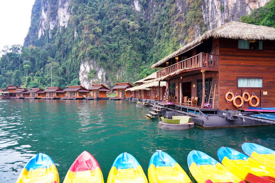Panvaree T. G. Floating Resort to the right and Panvaree Resort on the background
