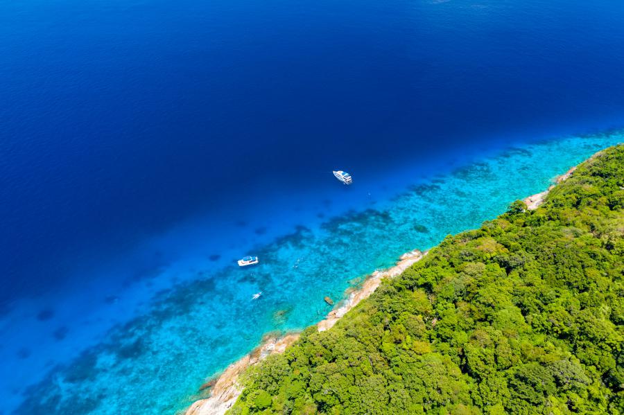 Aerial view of diving sites in Similan Islands