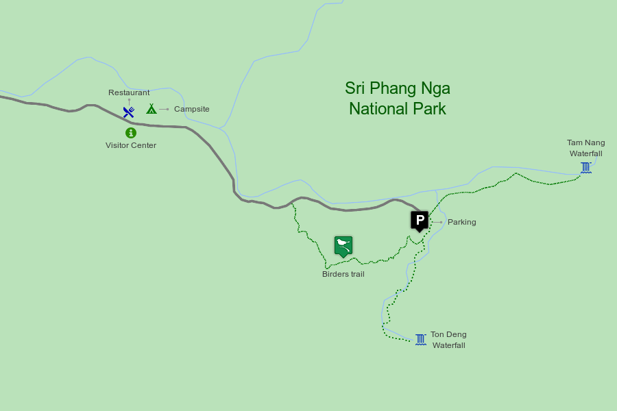 Sri Phang Nga National Park, visitor center area and attractions maps