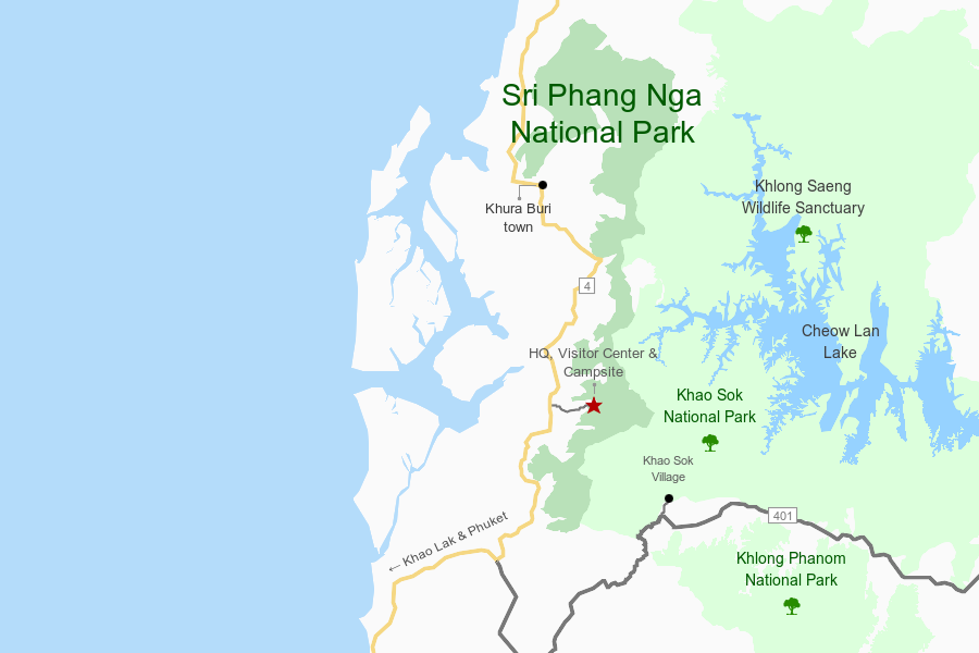 Map of Sri Phang Nga National Park